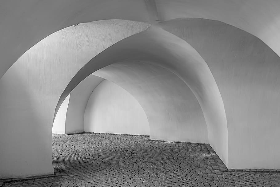 arch pathway, vault, away, gang, old, round arch, architecture HD wallpaper
