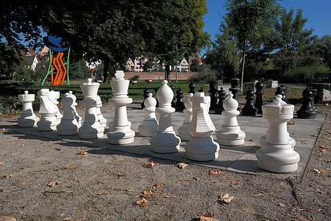 black and white chess pieces on board, chess board, chess game HD wallpaper