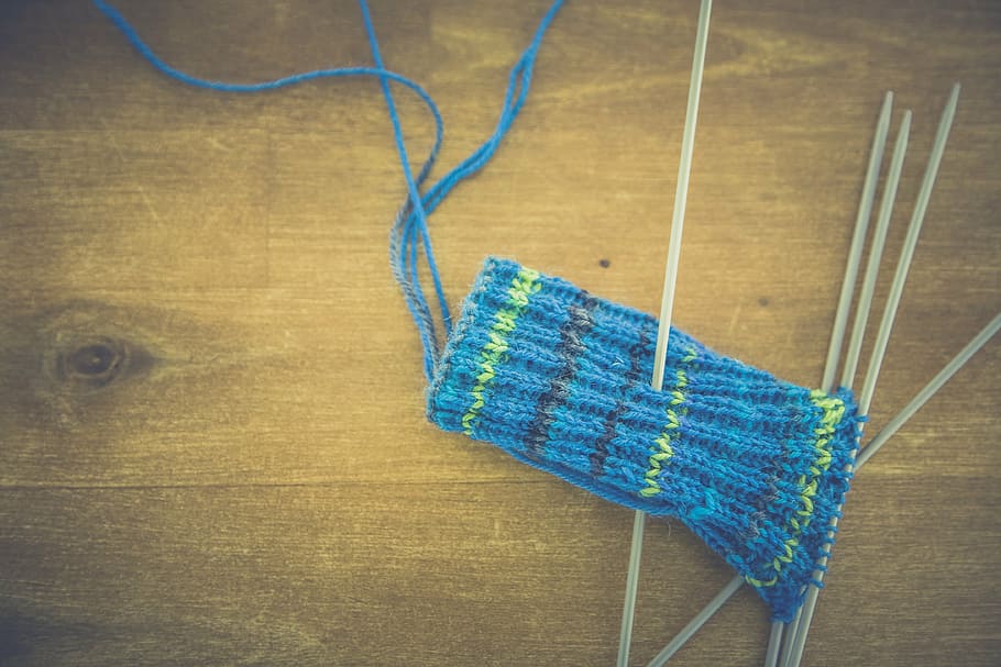 blue cross-stitch bag, knit, wool, hand labor, cat's cradle HD wallpaper