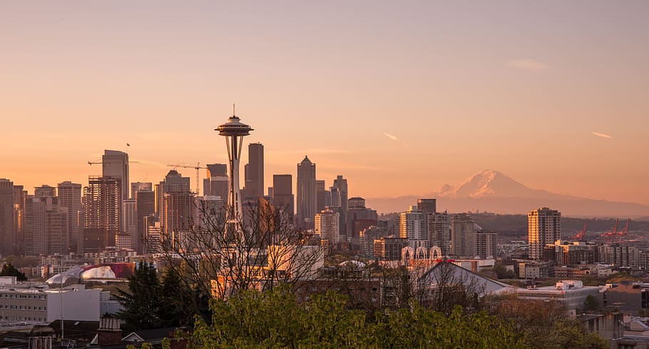 aerial photography of Space Needle, Seattle, Space Needle, Seattle Washington HD wallpaper