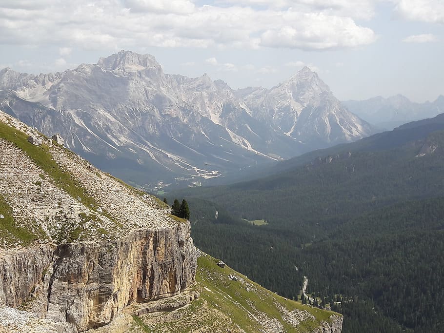 dolomites, mountains, slope, alpe, alpine panorama, val gardena, HD wallpaper