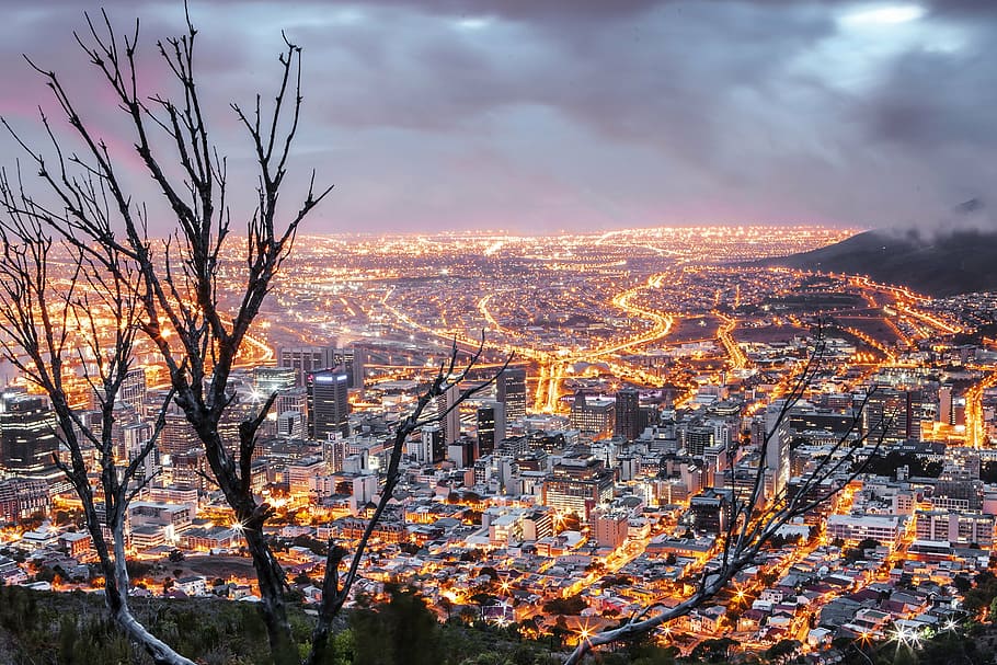 aerial photography of cityscape, cape town, south africa, morning