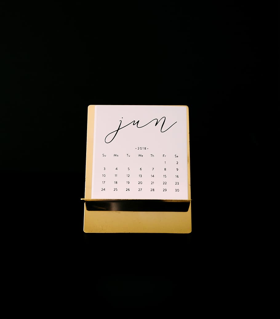 yellow calendar, calendar showing month of june, 2018, date, minimal HD wallpaper
