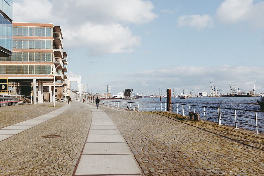 Port promenade, architecture and Cityscape, harbor, sea, pier, HD wallpaper