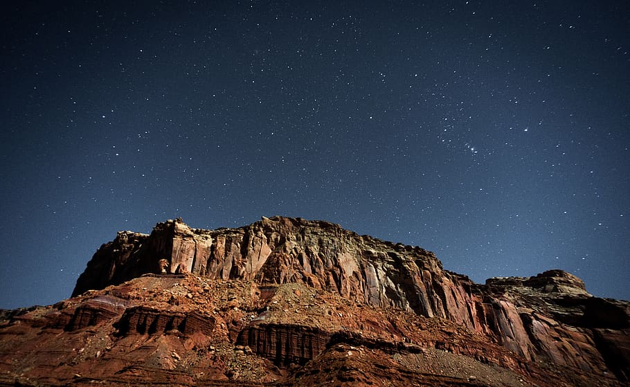 nature, landscape, mountain, clouds, sky, night, dark, star HD wallpaper