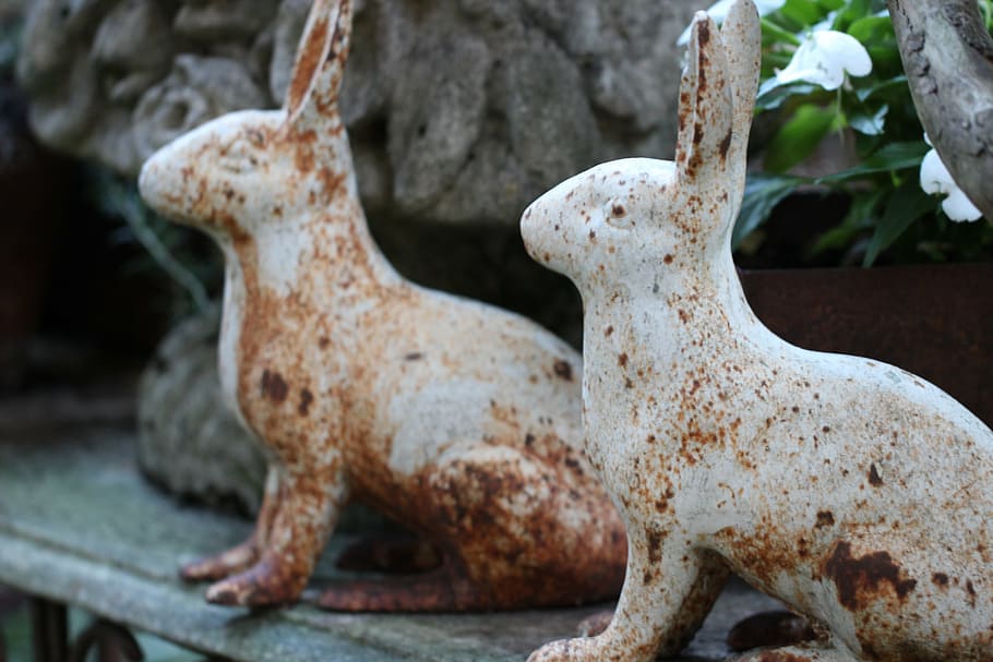 close, macro, deco, figure, rabbit, old, vintage, retro, stainless HD wallpaper