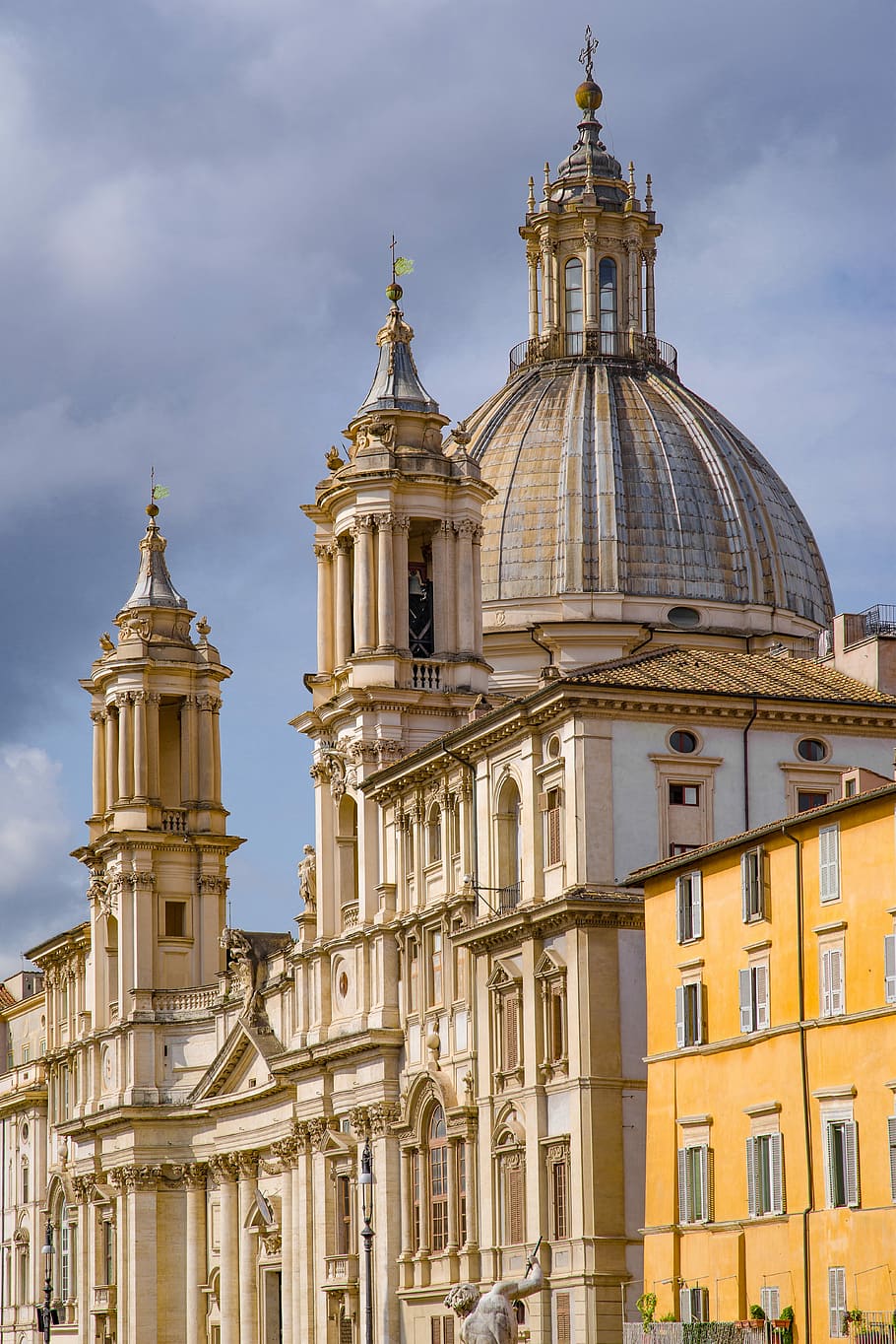 church, dome, place, piazza, navona, rome, italy, italian, tourism, HD wallpaper