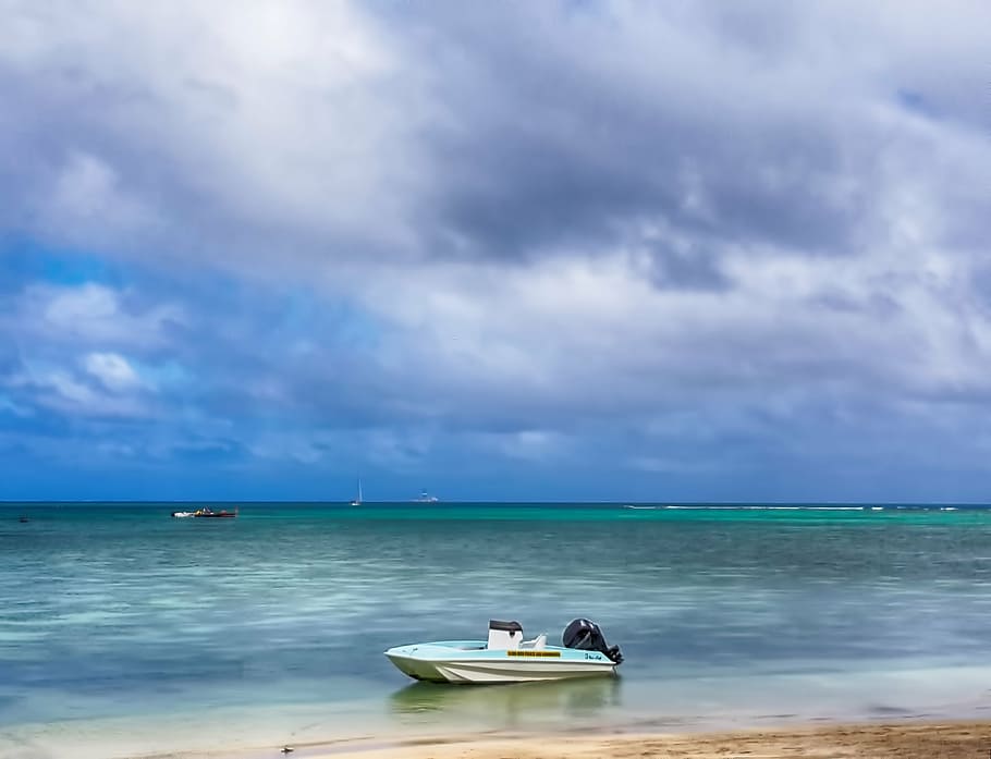clouds, sea, boat, sky, water, cloud - sky, transportation HD wallpaper