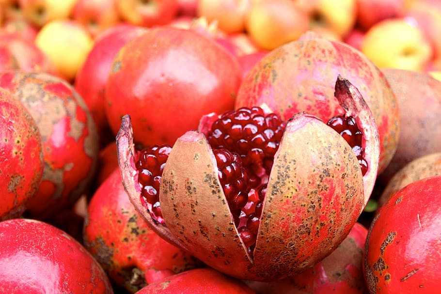 pomegranate, fruit, pomegranates, seeds, healthy eating, food and drink HD wallpaper