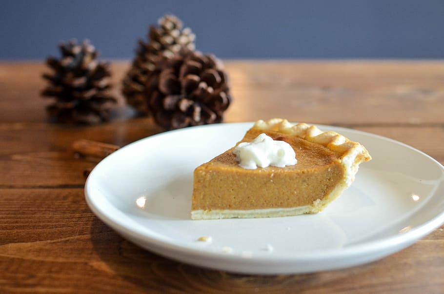 closeup photo of sliced pie on white ceramic saucer, sliced pie on top of white ceramic plate HD wallpaper