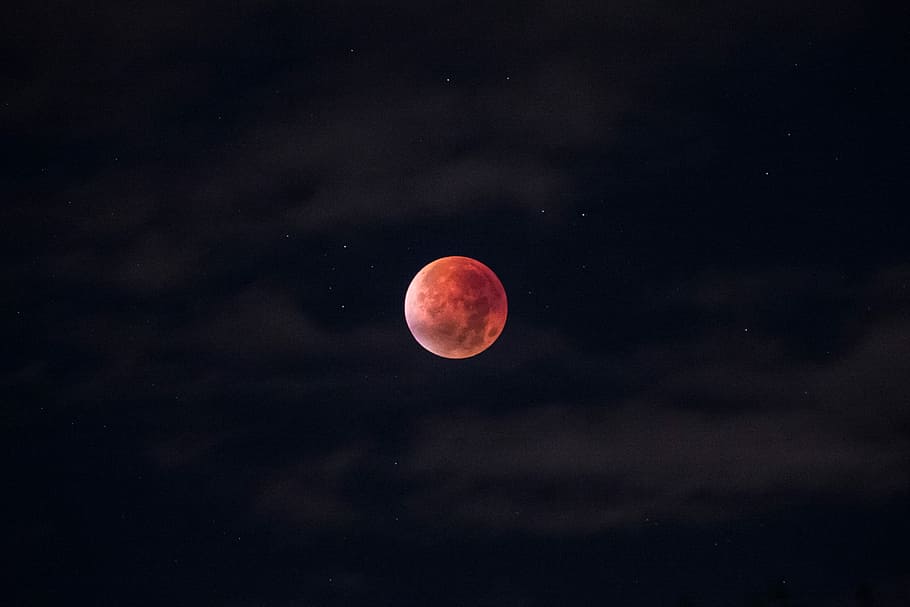 blood moon during night, red planet, super blood moon, super moon
