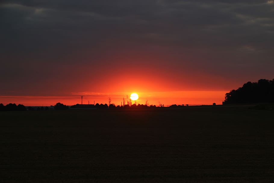 Sun, Sunrise, Morgenrot, Landscape, red, morning, rest, forest HD wallpaper