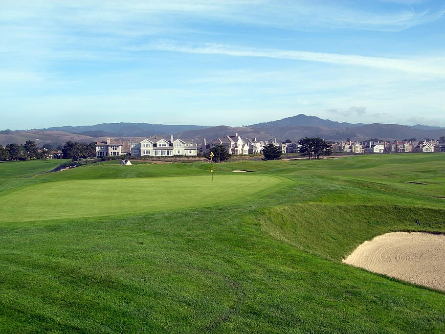 Golf, Half Moon Bay Ca, Scenic, landscape, field, green color, HD wallpaper