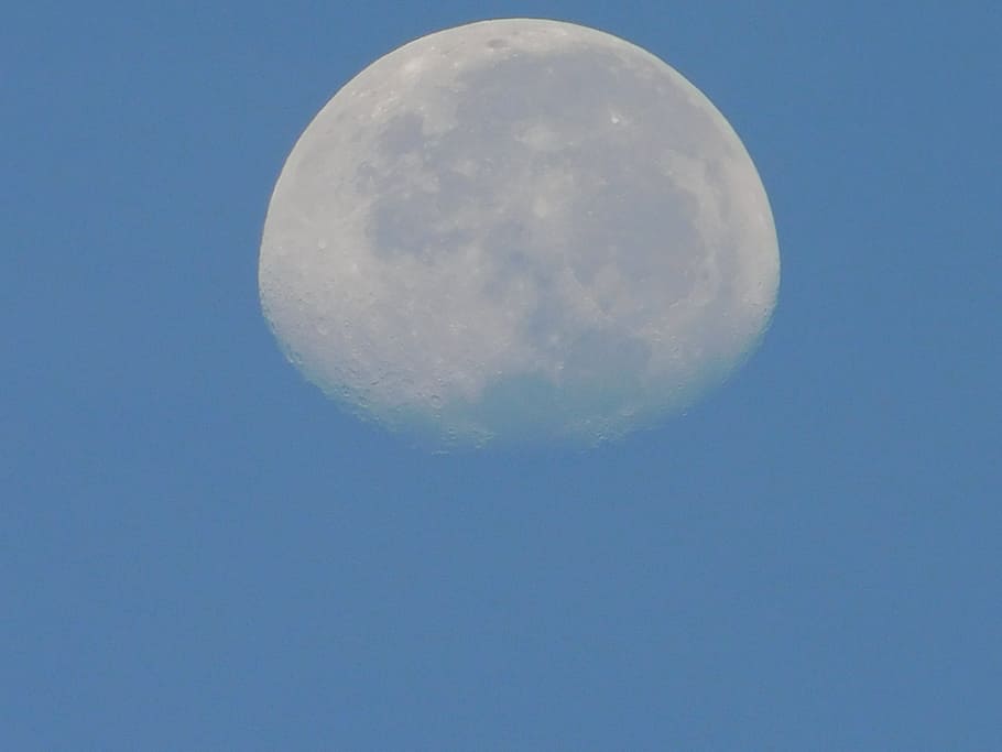 day moon, blue, sky, space, clear sky, astronomy, nature, no people HD wallpaper