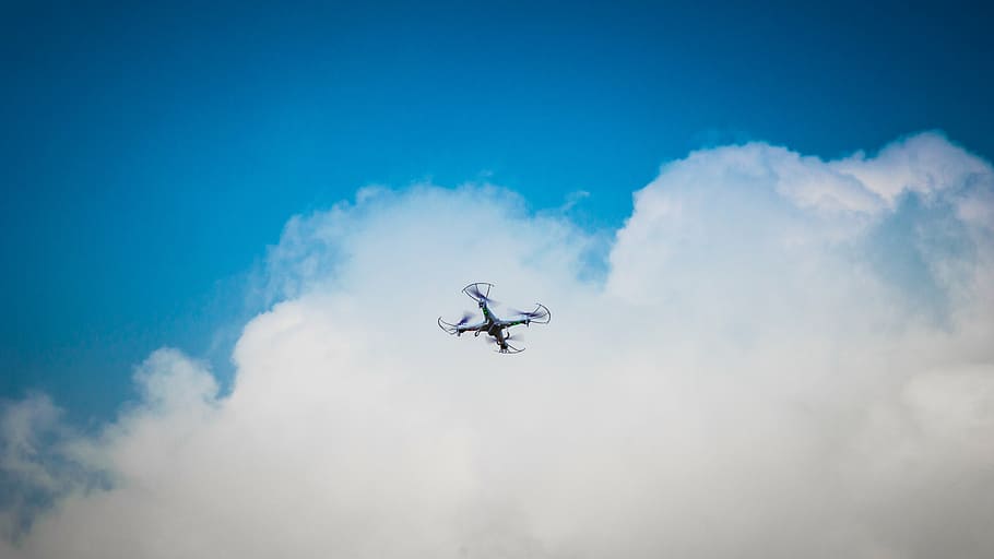 drone, innovation, technology, cloud - sky, flying, transportation HD wallpaper