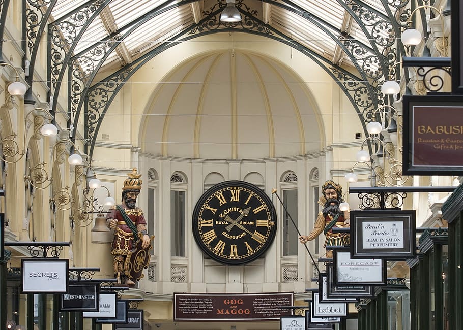 Royal Arcade, Clock Face, architecture, city, melbourne, time HD wallpaper
