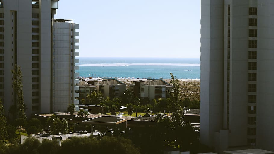 ocean, view, apartment, buildings, hotels, vacation, concrete HD wallpaper