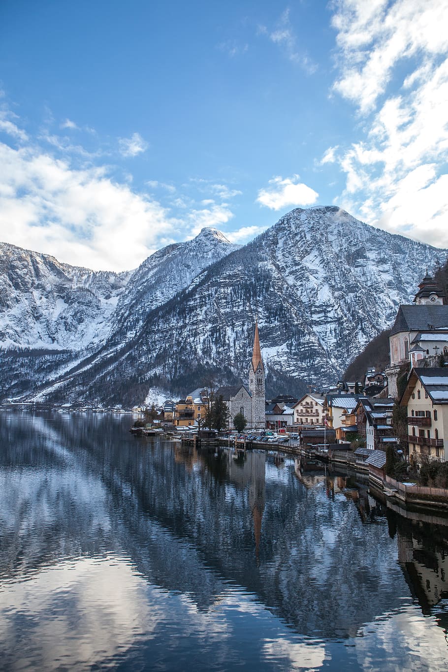 hallstatt, austria, landscape, mountain, cold temperature, winter HD wallpaper