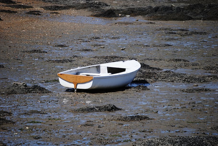 boot, ebb, rest, stop, on the dry, nautical vessel, water, transportation HD wallpaper