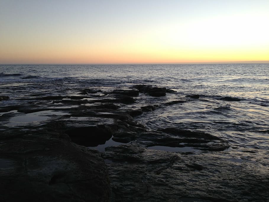 sunset, twilight, sea, sky, horizon over water, scenics - nature HD wallpaper