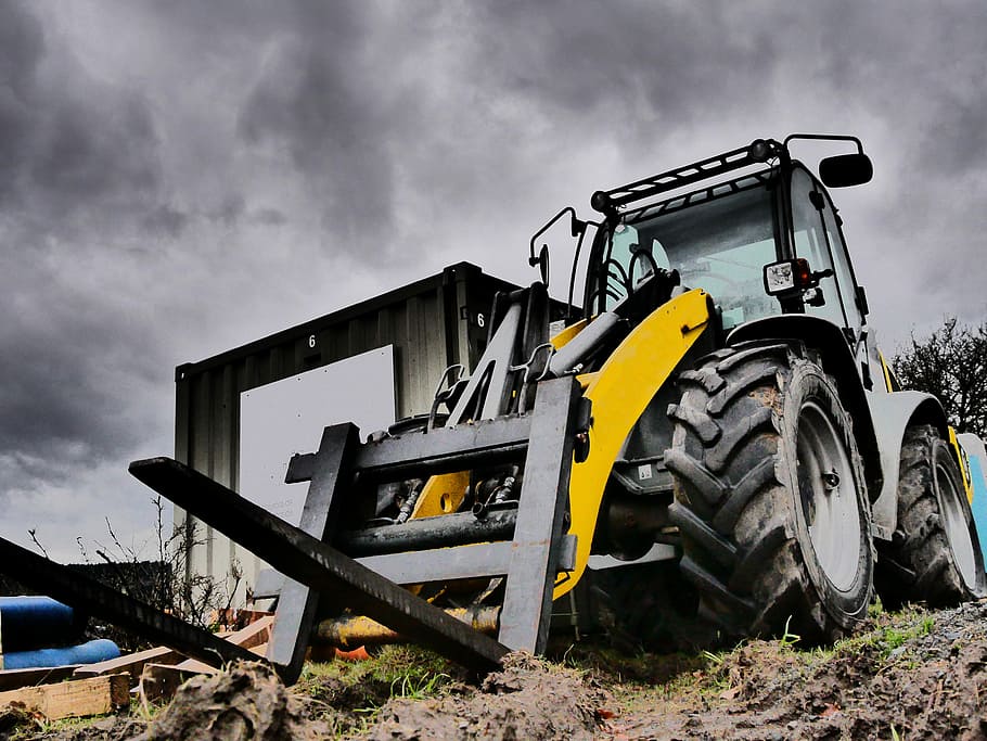 selective photography of forklift, Front Loader, Machine, Vehicle, HD wallpaper