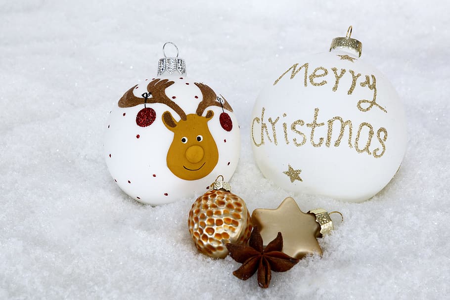 two assorted Christmas baubles, advent, christmas time, winter, HD wallpaper