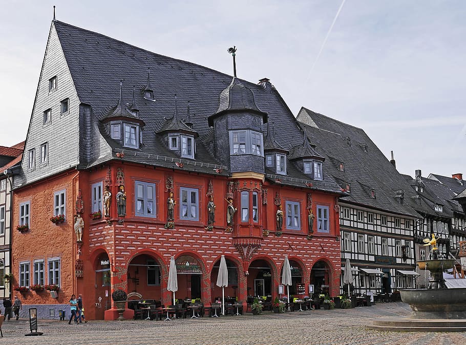 marketplace, goslar, resin, germany, old town, facade, architecture, HD wallpaper