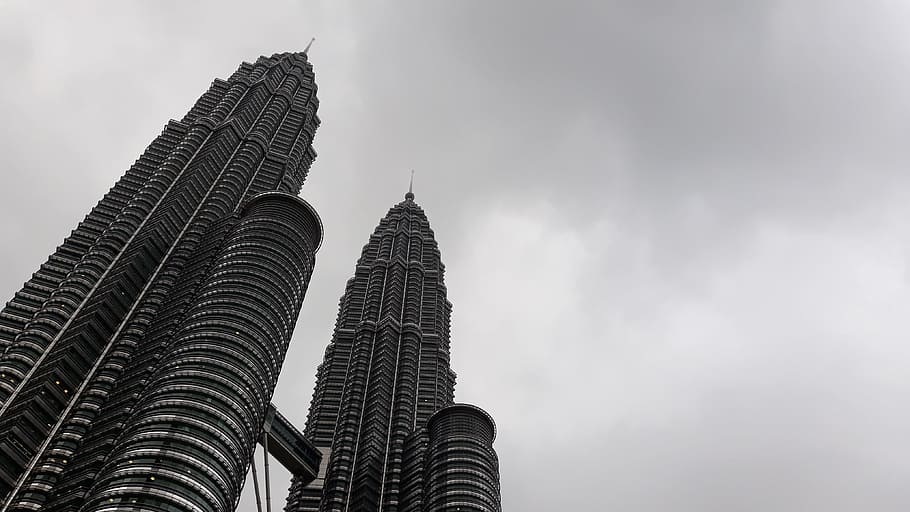 low angle photography of Petronas Tower in Malaysia, klcc, tall, HD wallpaper