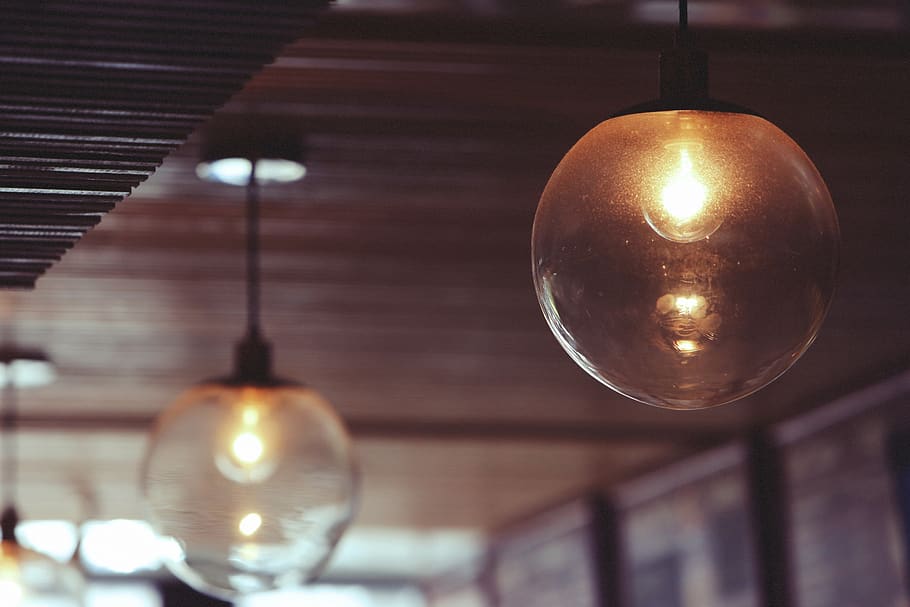 lights, bulb, lighting, decor, illuminated, hanging, light bulb HD wallpaper