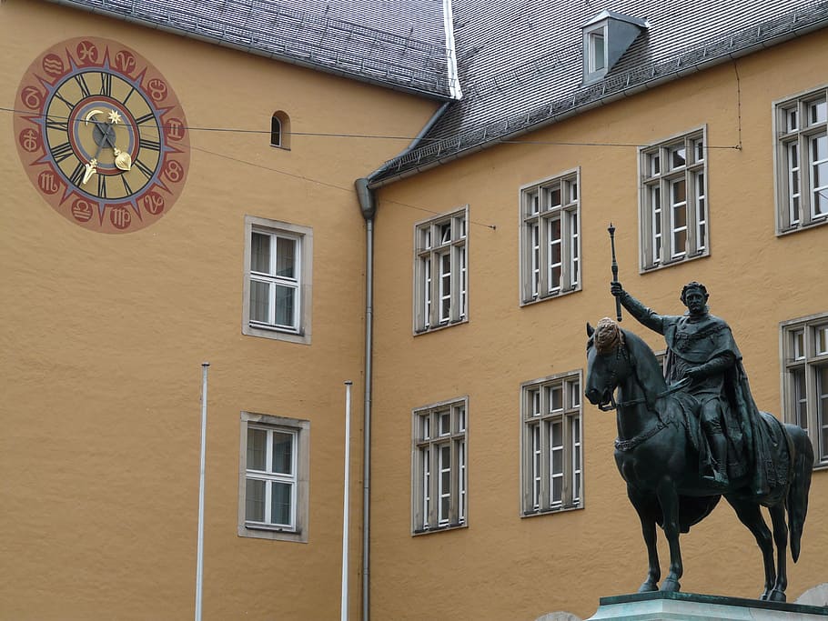 equestrian statue, ludwig i, king, king of bavaria, regensburg, HD wallpaper
