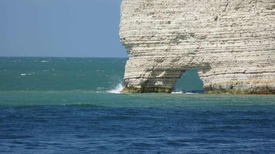 etretat, normandy, cliff, cliffs, felsentor, sea, water, rock HD wallpaper