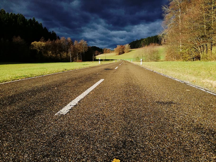 Road, Clouds, Nature, Trees, Sky, landscape, atmospheric, clouded sky HD wallpaper