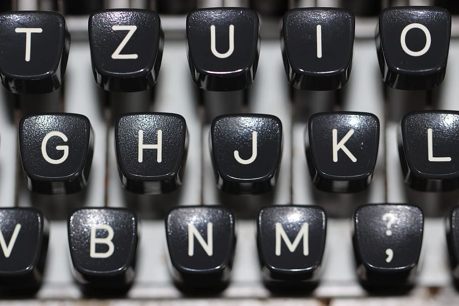 close-up photo of typewriter keys, keyboard, vintage, blog, news, HD wallpaper