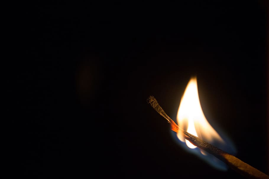 flash, hot, heat, burned, no one, darkness, match, fire, burning HD wallpaper