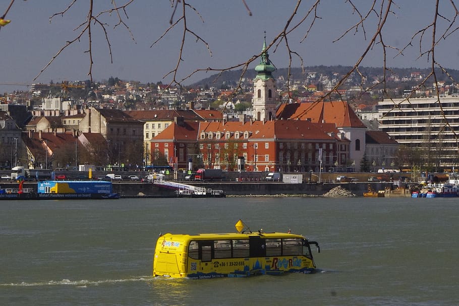 budapest, river, bus, travel, danube, water, hungarian, cityscape, HD wallpaper