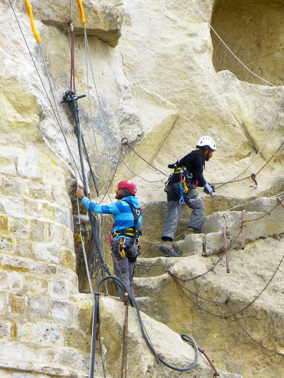 climb, work, restore, men, workers, steel cable, secure, backed up HD wallpaper