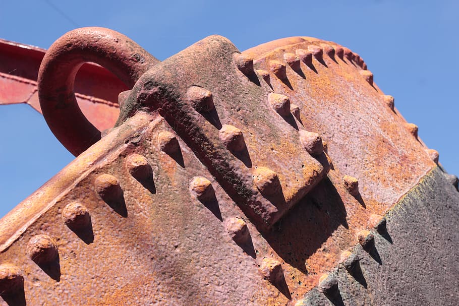 buoy, blue, sky, rust, red, rivet, rusted, vintage, marine HD wallpaper