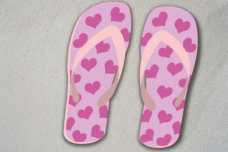 pair of pink flip-flops illustration, summer, holiday, fun bathing, HD wallpaper