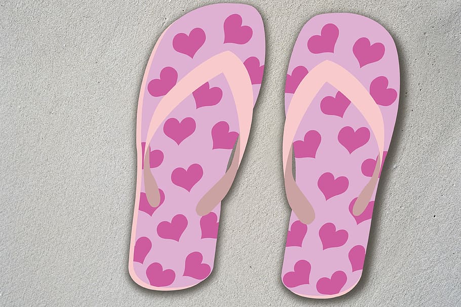 pair of pink flip-flops illustration, summer, holiday, fun bathing HD wallpaper