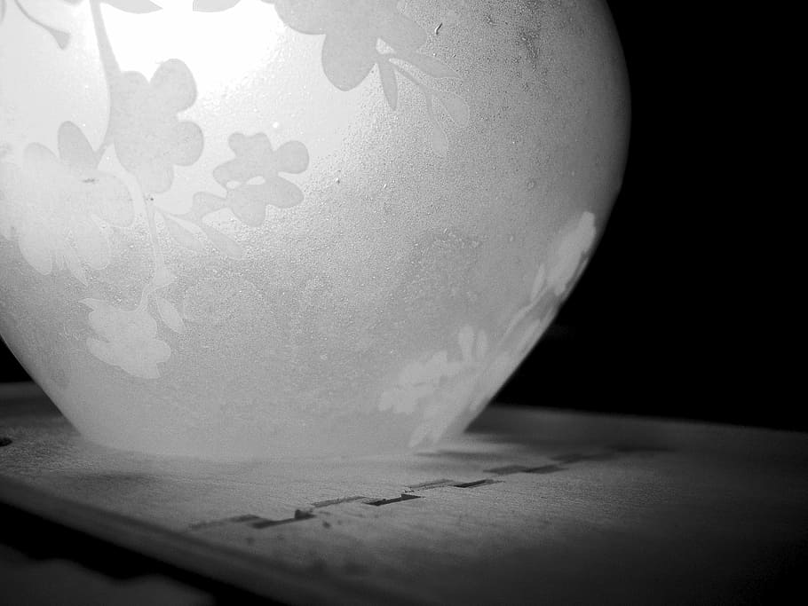 Lamp, Light, Lighting, Black White, indoors, table, no people HD wallpaper