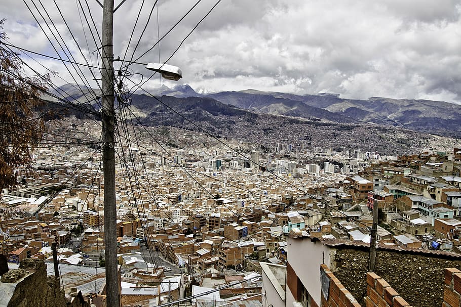 aerial photography of city buildings, la paz, bolivia, south america, HD wallpaper