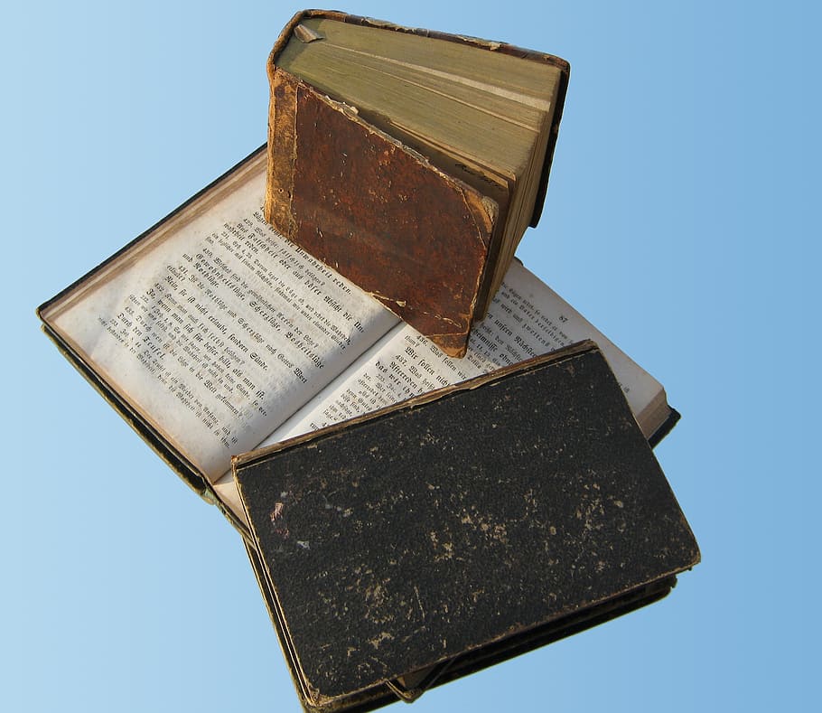 books, old, learn, read, blue, no people, clear sky, still life HD wallpaper