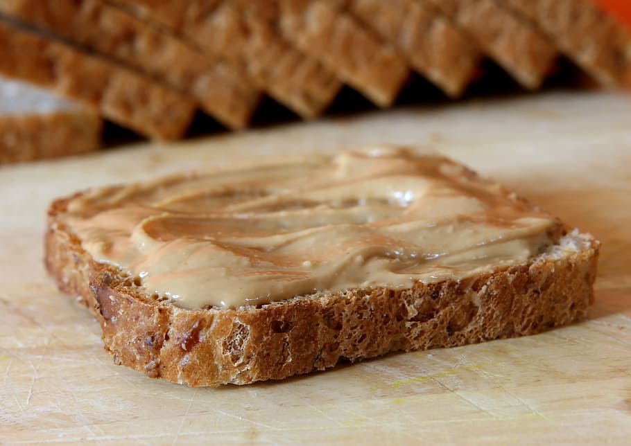 bread with spread, bake, board, breakfast, brown, butter, buttered, HD wallpaper