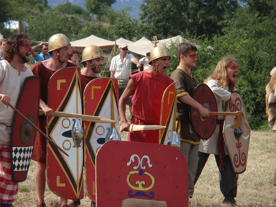 Gallic, Auvergne, War, red, adult, people, large group of people HD wallpaper
