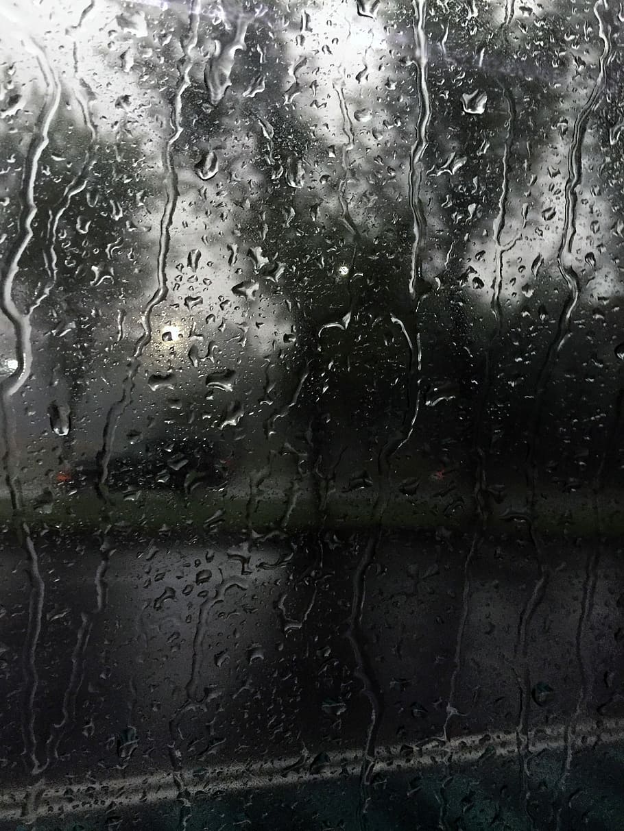 Glass, Lights, rain, backgrounds, wet, pattern, raindrop, abstract HD wallpaper