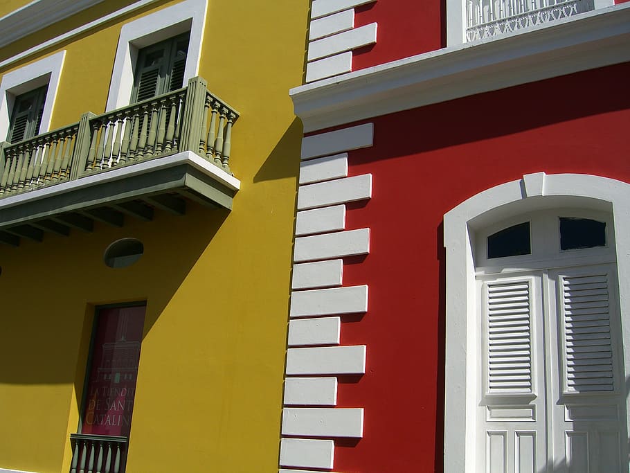 puerto rico, old san juan, architecture, doors, windows, buildings, HD wallpaper