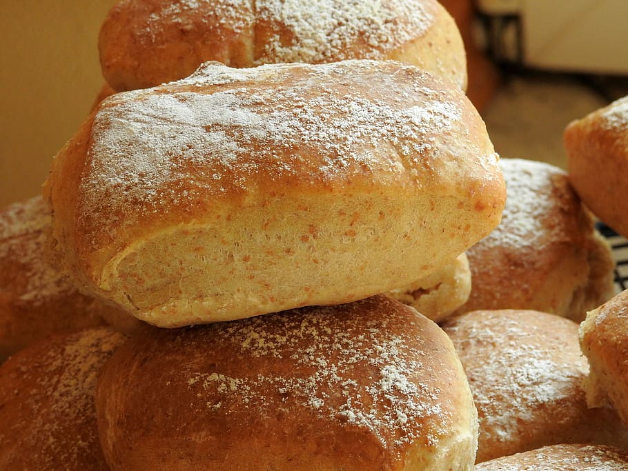 roll, bread, crispy, food, bake, baked goods, delicious, crust HD wallpaper