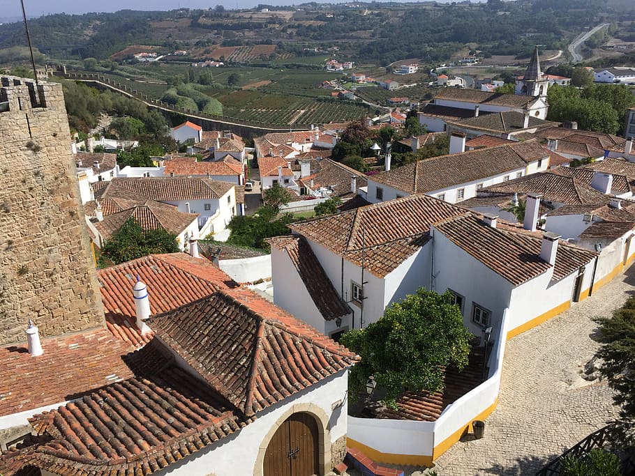 Hd Wallpaper Village Of Obidos Portugal Obidos Seen From The Castle Architecture Wallpaper Flare