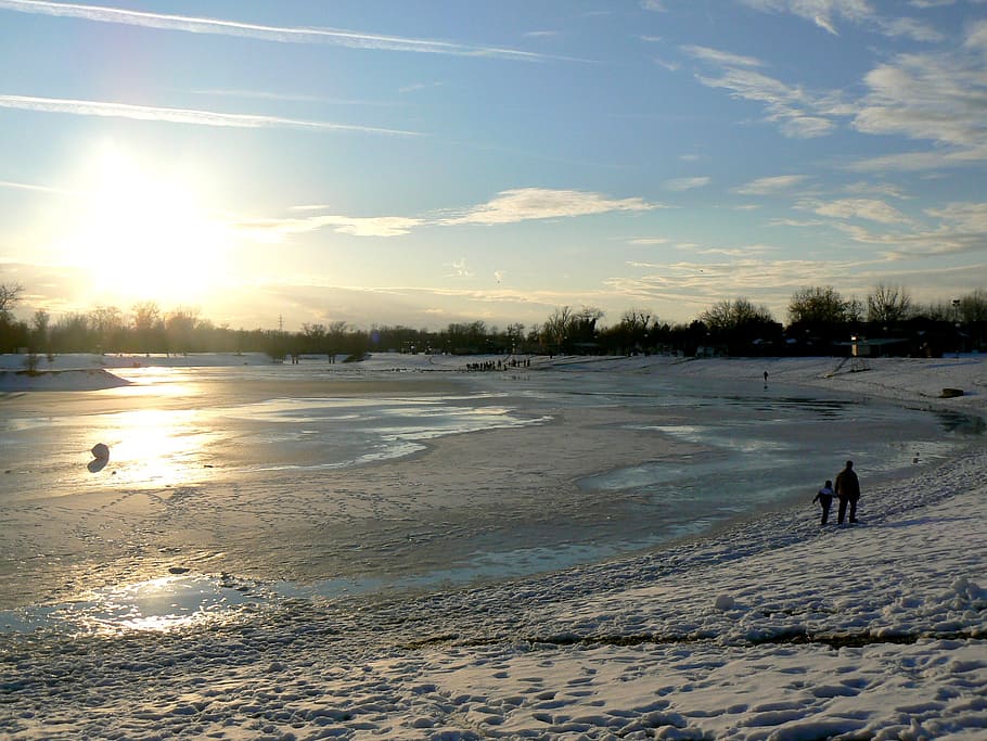 frozen lake, winter, snow, cold, ice, season, frost, outdoor HD wallpaper