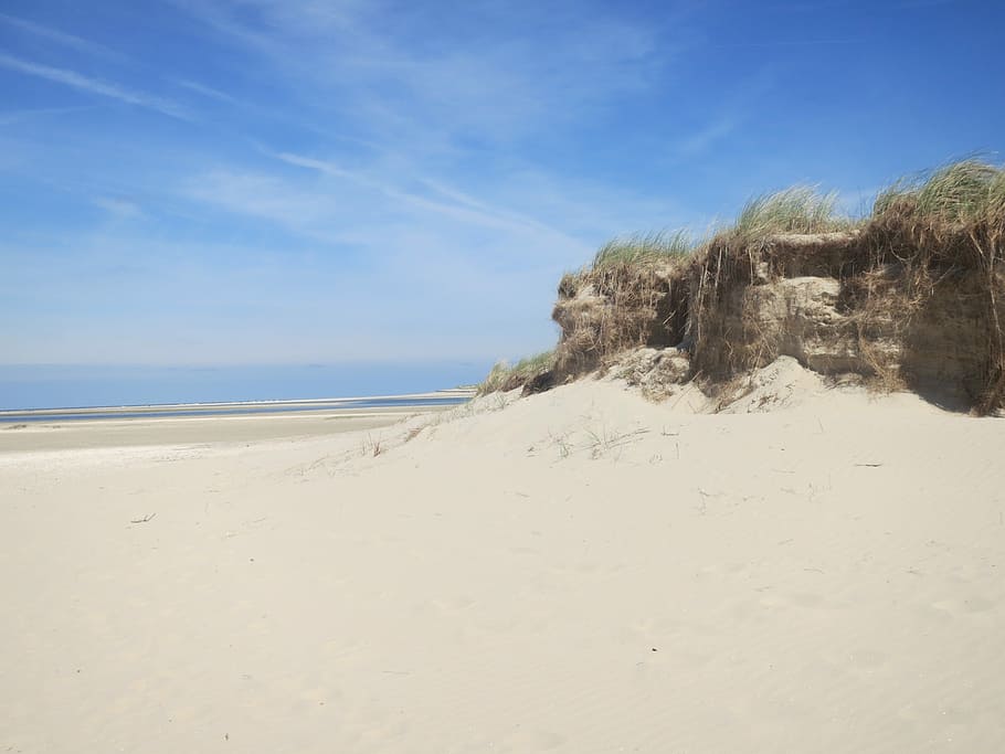 Sand, Dune, Beach, Sand, Sand Dune, Sky, Blue, north sea, landscape HD wallpaper